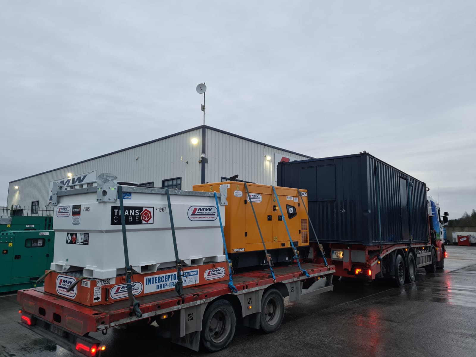 66 KVA JCB, Interceptor tray & a 3000 litre Western fuel tank...SOLD...also delivering a canteen unit...SOLD